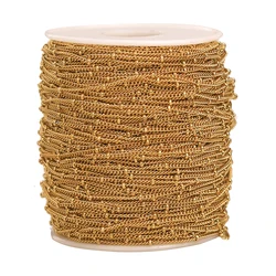 Tubo de Aço Inoxidável Frisada Cadeia, frisada Cabo, Link Clip, DIY, Tornozeleira, colares, Pulseira, Jóias Fazendo Suprimentos, 2 m