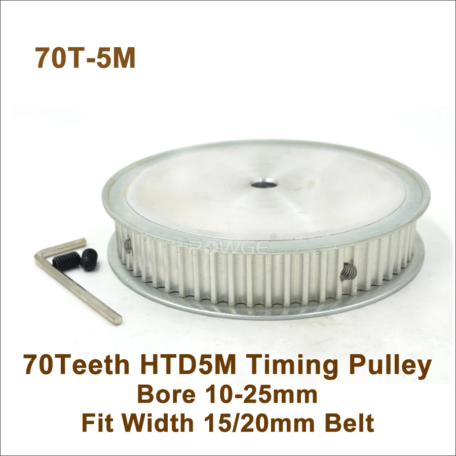 

POWGE 70 Teeth 5M Synchronous Pulley Bore 10-25mm Fit Width 15/20mm 5M Belt 70T 70Teeth HTD 5M Timing Belt Pulley 70-5M AF