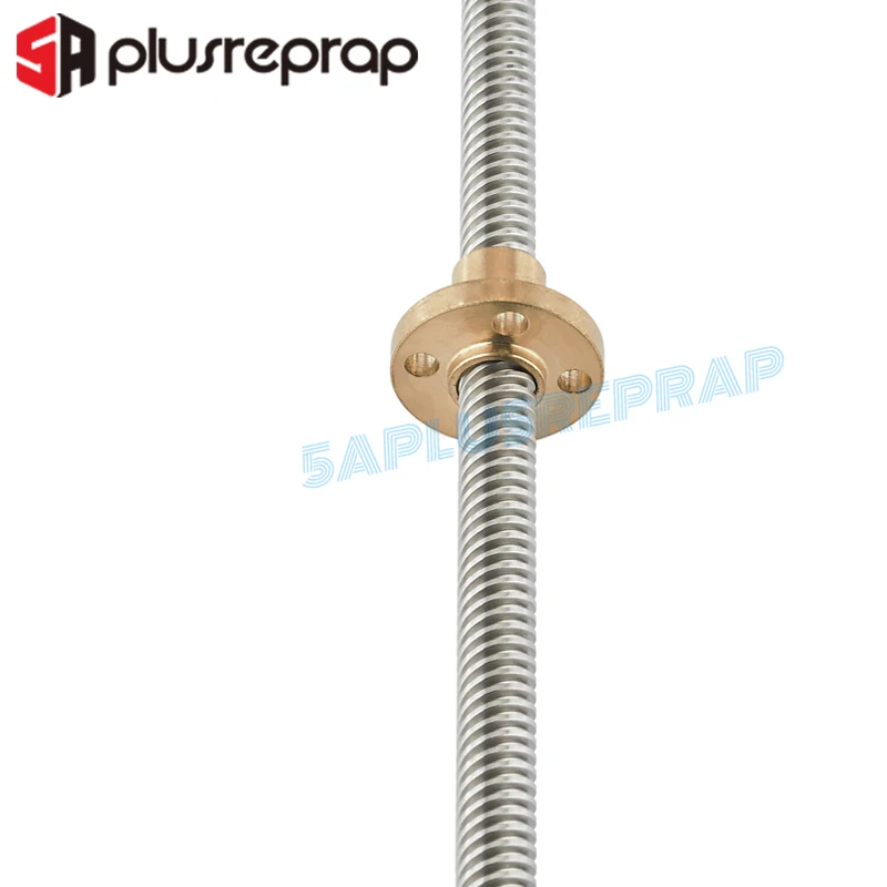 

2PCS T8 8mm Lead Screw 350mm with Brass Nut Bore 8mm Lead Trapezoidal Spindle Screw Lead Screw Rod T Shape Linear Rail Bar Shaft