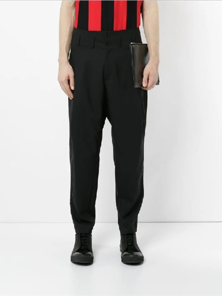 

Qiu winter men high waist leisure pencil trousers tall and handsome straight trousers black trousers