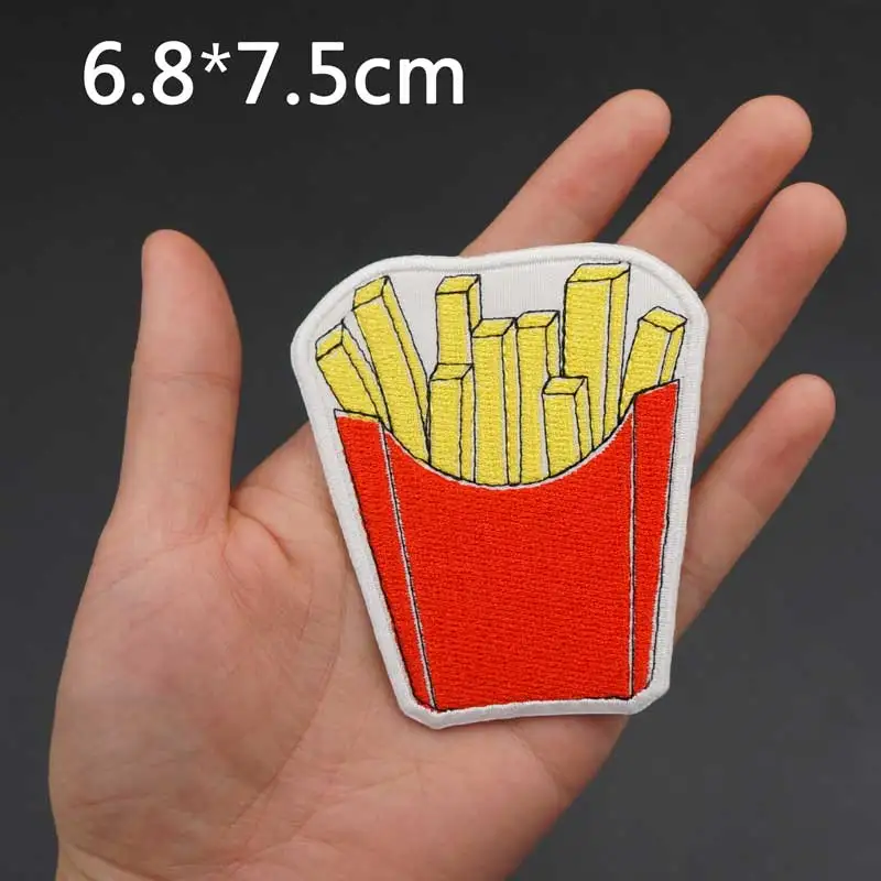 French Fries Popcorn Croissant Ice Cream Creative Embroidered Iron On Patches for Kids Clothes Badges Accessories Appliques