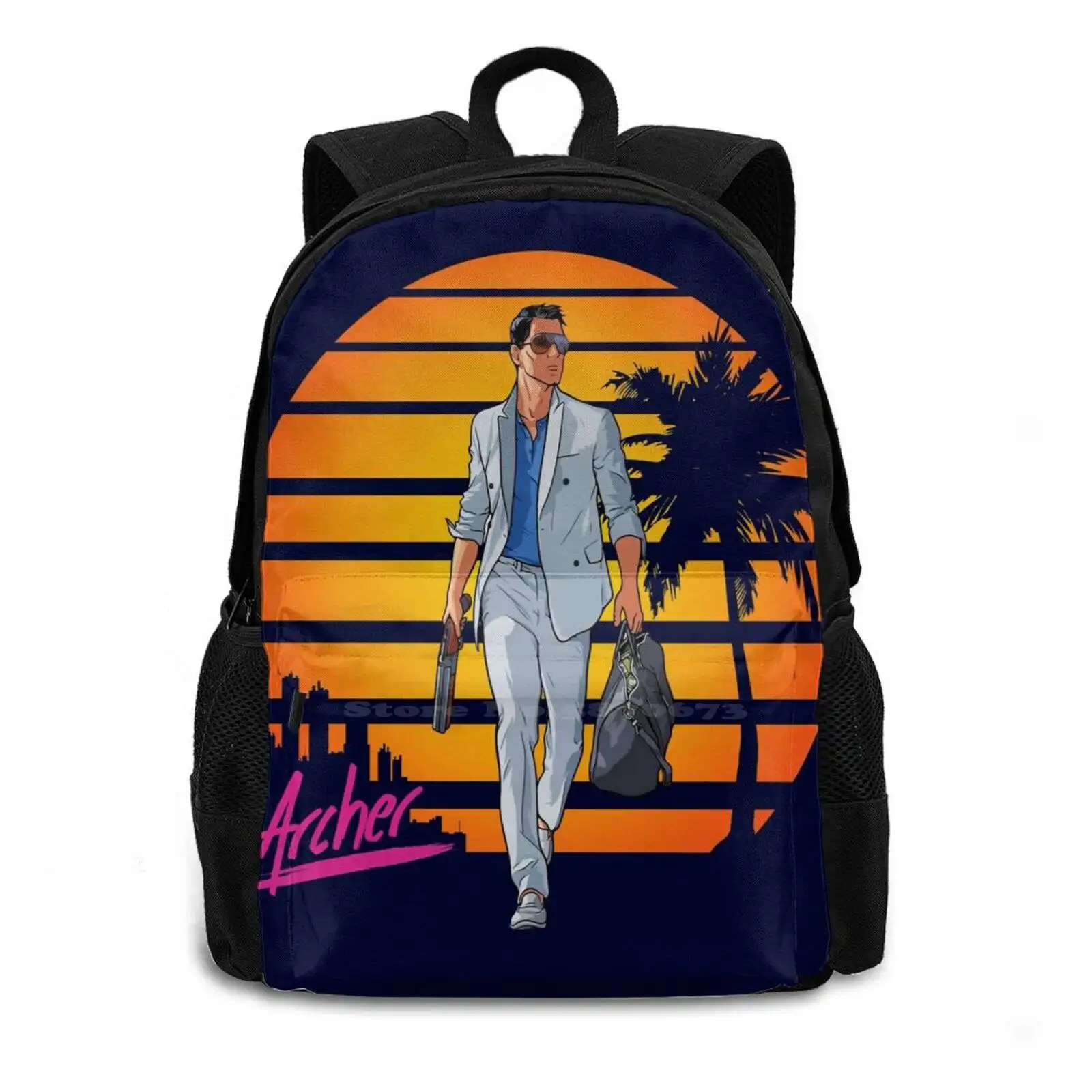 Vice School Bags Travel Laptop Backpack Vice City 1980S Sterling Fx Vice Show Danger Zone Tv Show