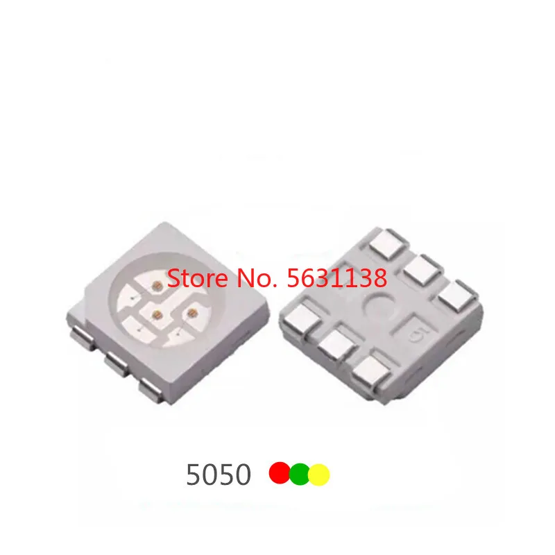 

100PCS 5050 RGY LED PLCC-6 common anode ( RED+GREEN+YELLOW ) 0.2W 60mA light beads lamp cree COB chip led power led Light Beads