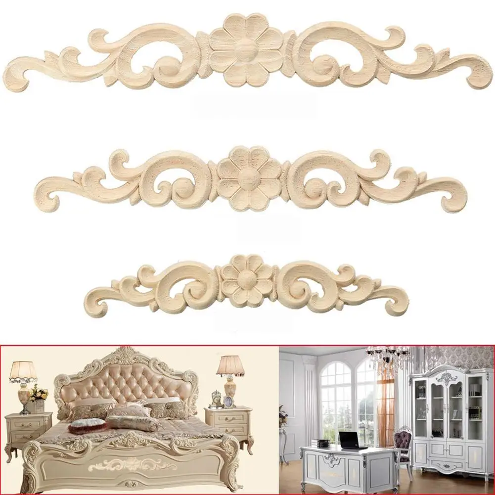 HOT SALES！！！Wood Carved Corner Onlay Applique European Style Door Furniture Cabinet Decor