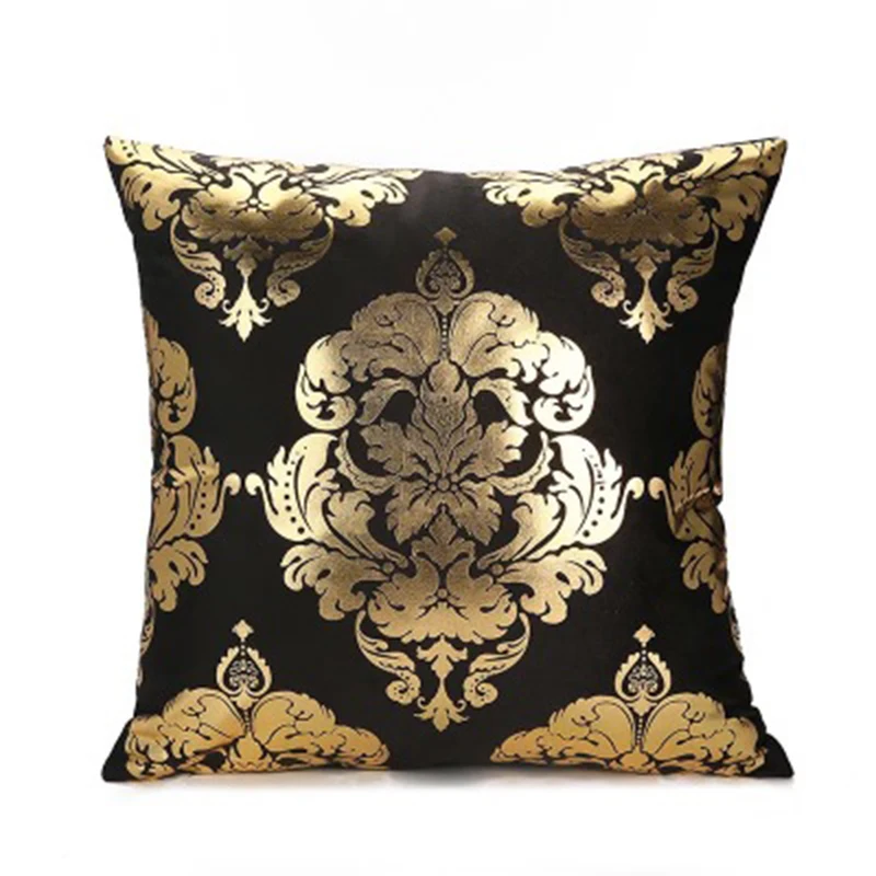 Black cushion cover geometric pillows case super soft short velvet gold printed fireworks pillowcase sofa home decor funda cojin