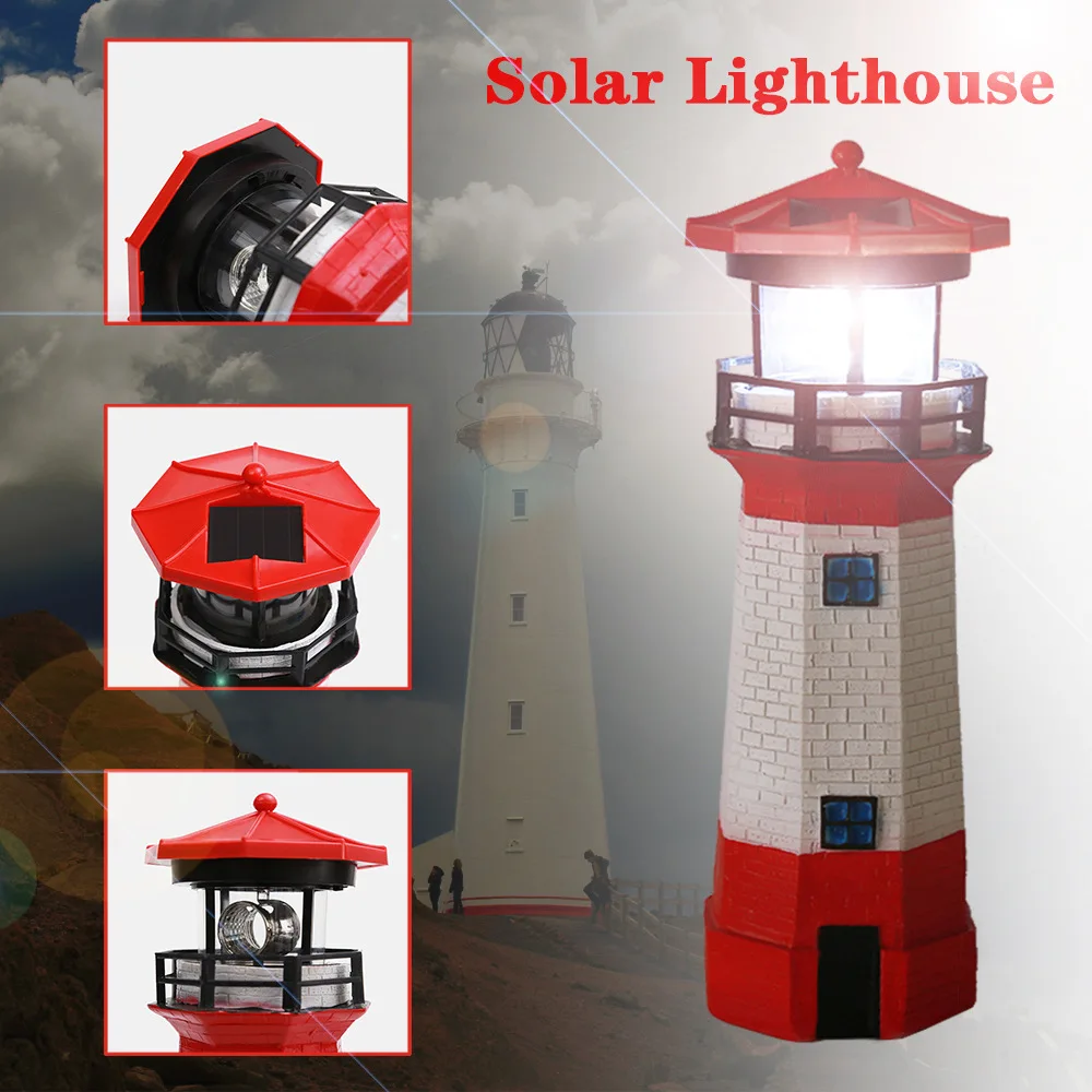 

Amazon's popular solar rotating lighthouse outdoor garden decorative resin lamp courtyard decorative landscape lawn lamp