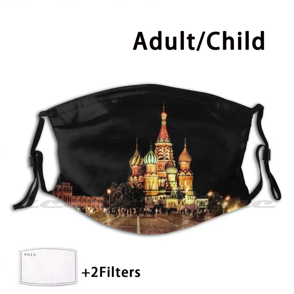 Pokrovkathedraal, Moskou Custom Patroon Wasbare Filter Pm2.5 Volwassen Kinderen Masker Saint Basilkathedraal Kathedraal Kerk