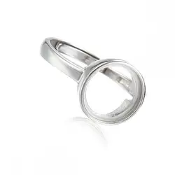 925 Sterling Silver Adjustable Ring Base with 10/12/15/16mm Round Cabochon Bezel Setting Blank for DIY Rings Jewelry for Women