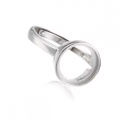 925 Sterling Silver Adjustable Ring Base with 10/12/15/16mm Round Cabochon Bezel Setting Blank for DIY Rings Jewelry for Women