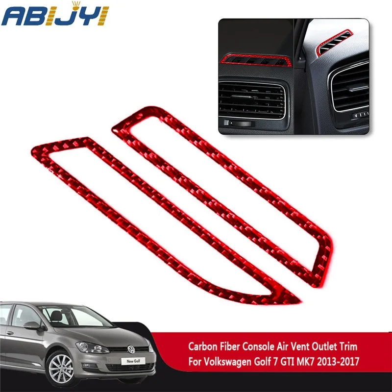 

For VW Golf 7 GTI MK7 2013-2017 Car Accessories Interior Carbon Fiber Red Stickers Air Outlet Decoration Sticker 2PCS