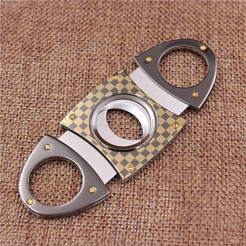 Stainless steel smoking set elliptical cigar scissors cigar hole opener.