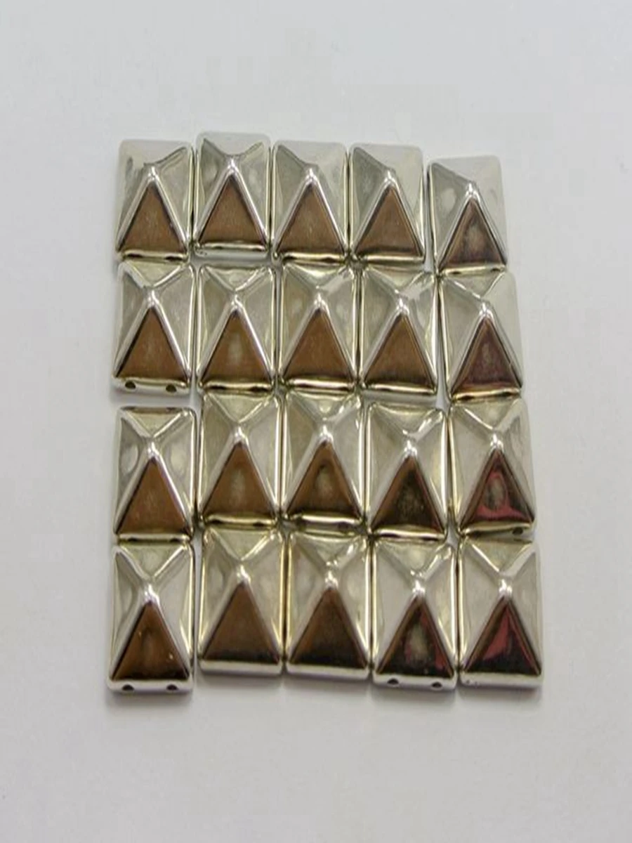 100 Metallic Tone Rock Punk Square Pyramid Rivet Beads Acrylic Studs Beads 10mm