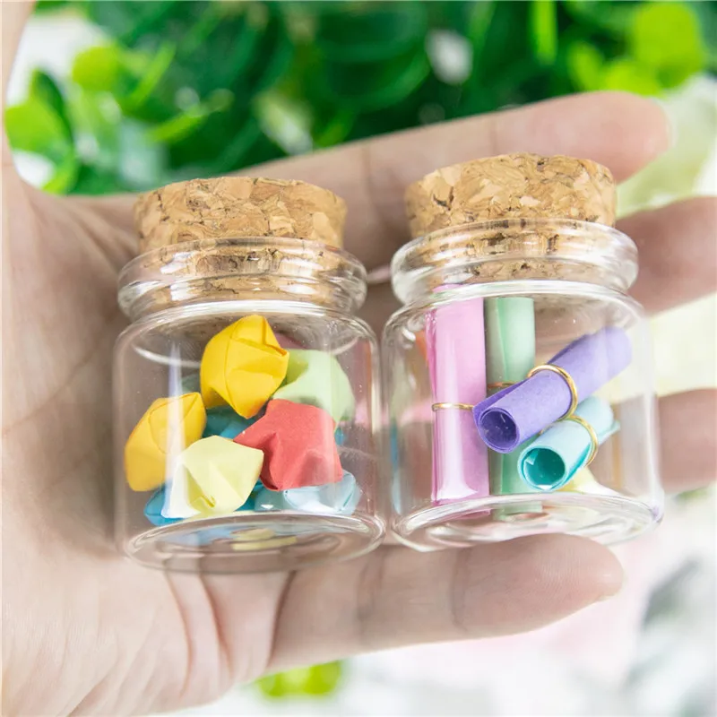 50PC 20ml Min Cute Glass Bottles with Corks Small Glass Jars Vials Gift Bottles Factory Wholesale 37x40x27mm