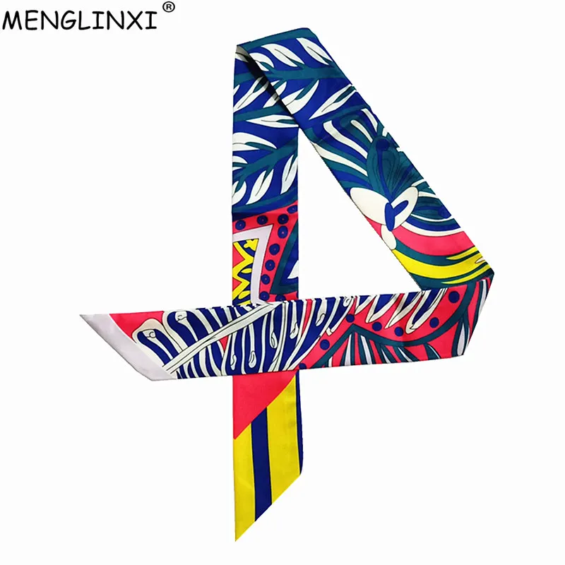 

New Design Pansy Print Women Silk Scarf 2023 Luxury Brand Scarf Skinny Bag Hair Neck Scarf Wrist Towel Foulard Femme Hijab