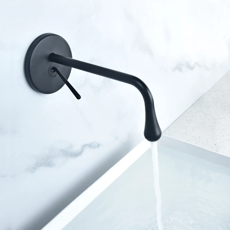 

Matte Black Concealed Basin Faucet Single Handle Brass Bathroom Faucet Cold And Hot Mixer Water Tap Bathtub Faucets