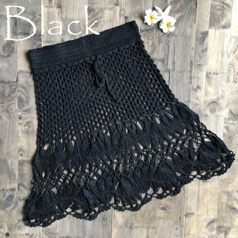 Boho Cotton Crochet Knitted Mini Skirts Women Summer High Waist Beach Hollow Out Mini Skirt Cool 2019 Hot Sale