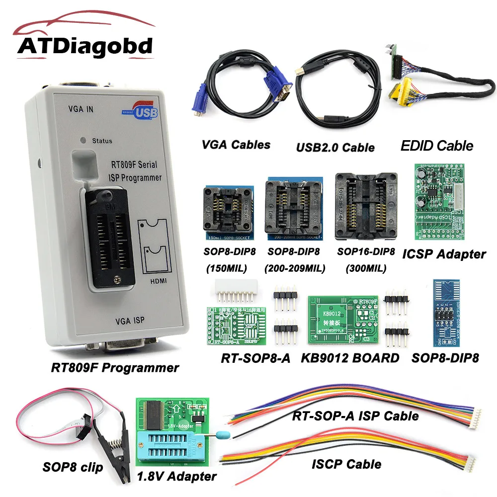 EMMC RT809F серийный ISP программатор VGA LCD со стандартным адаптером, универсальный программируемый калькулятор