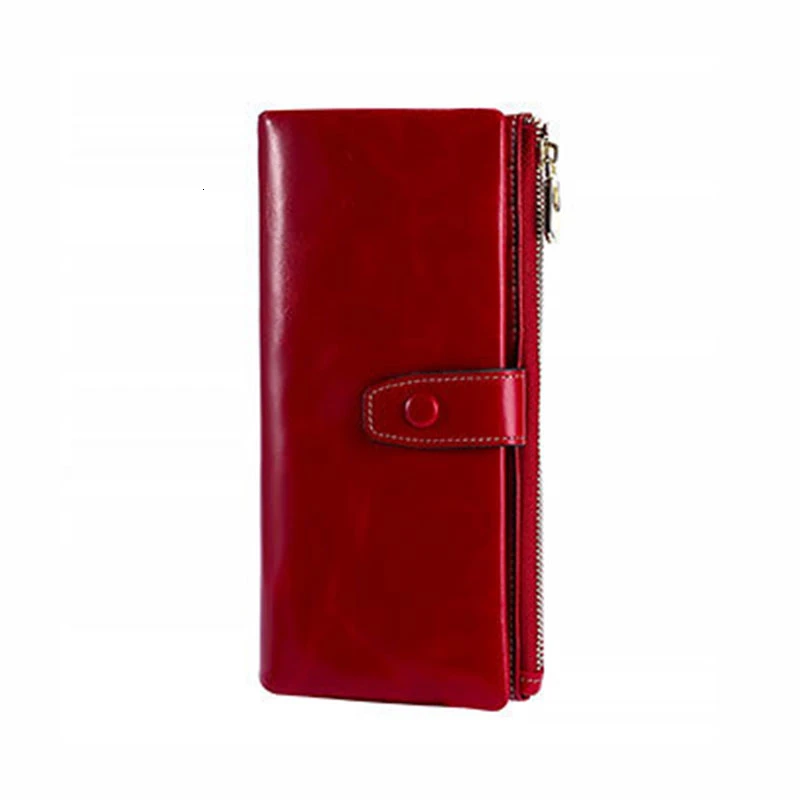 Genuine Leather Women Wallets Solid Purse Female Leather Long Womens Leather Wallet With Phone Case Coin Pokect  Cartera Mujer