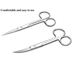 Animal Veterinary Vet Medical Stainless Steel Surgical Scissors Straight curved Tip Haircut Eyebrow Trimming Scissors Farming