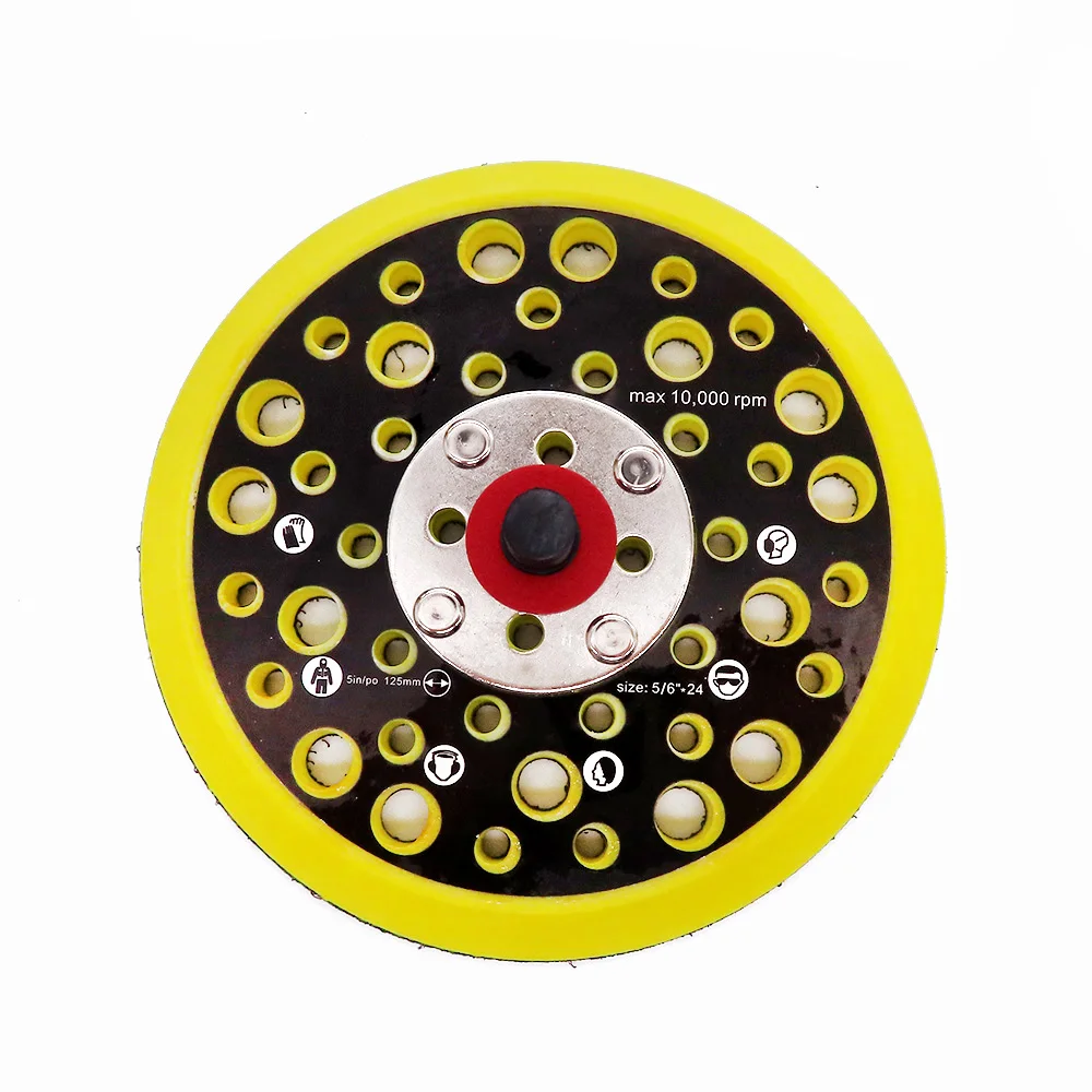 5 Inch 125Mm 44 Lỗ Nhám Lưng Miếng Lót Móc & Vòng Lặp Miếng Chà Nhám Với 5/16 "-24 Đường Chỉ May không Bám Bụi Chà Nhám Đĩa Giá Đỡ Cho MIRKA