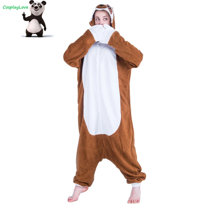 Brown Sloth Pajamas Jumpsuit Animal Cosplay Costume Coral Women Men Onesies Cartoon Halloween Sleepwear Sleepsuit