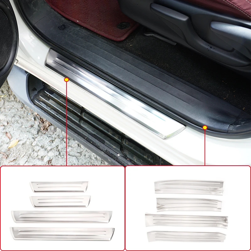 

4 Pcs Door Sills Scuff Threshold Protector Plate Trim Stainless Steel Silver Car Styling for Toyota Hilux 2015-2021 Accessories