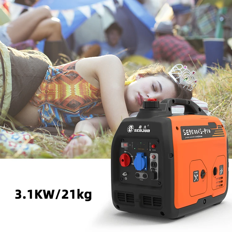 AC220V DC12V/8.2A  3.1KW 145CC silent household small inverter gasoline generator, portable outdoor emergency charging station