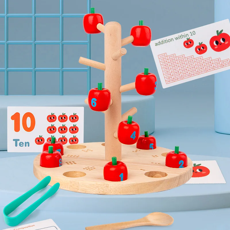 Montessori Digitale Apple Tree Onderwijs Math Toys Kinderen Baby Leren Digitale Clip Kralen Vaardigheden Training Vroege Educatief Spel