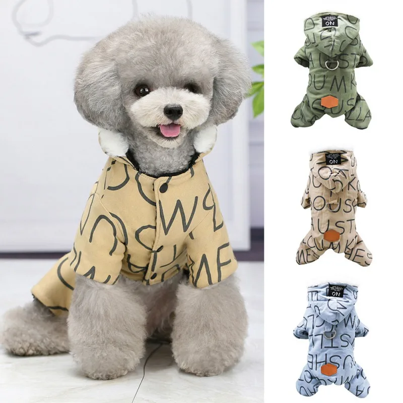 Winter Warm Pet Jumpsuit Clothes Pet Hooded Four Legged Clothing for Chihuahua Yorkies Pet Puppy Dog Padded Coats Dogs Apparel