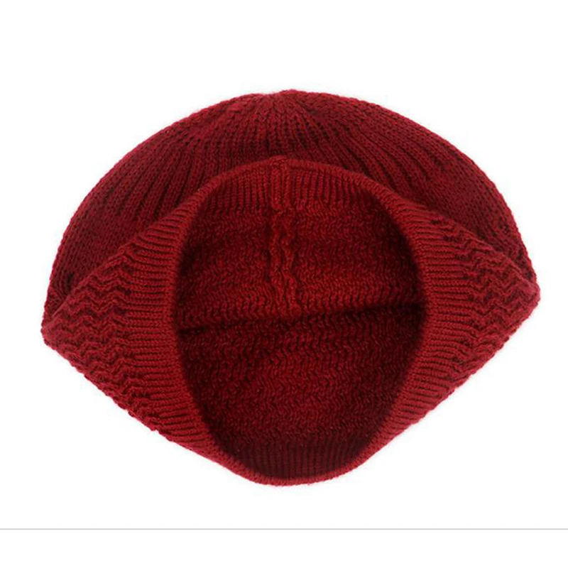 Casual Knitted Muslim Men Prayer Hats Winter Warm Male Beanies Cap Islamic Ramadan Jewish Hat Men\'s Wrap Head Cap