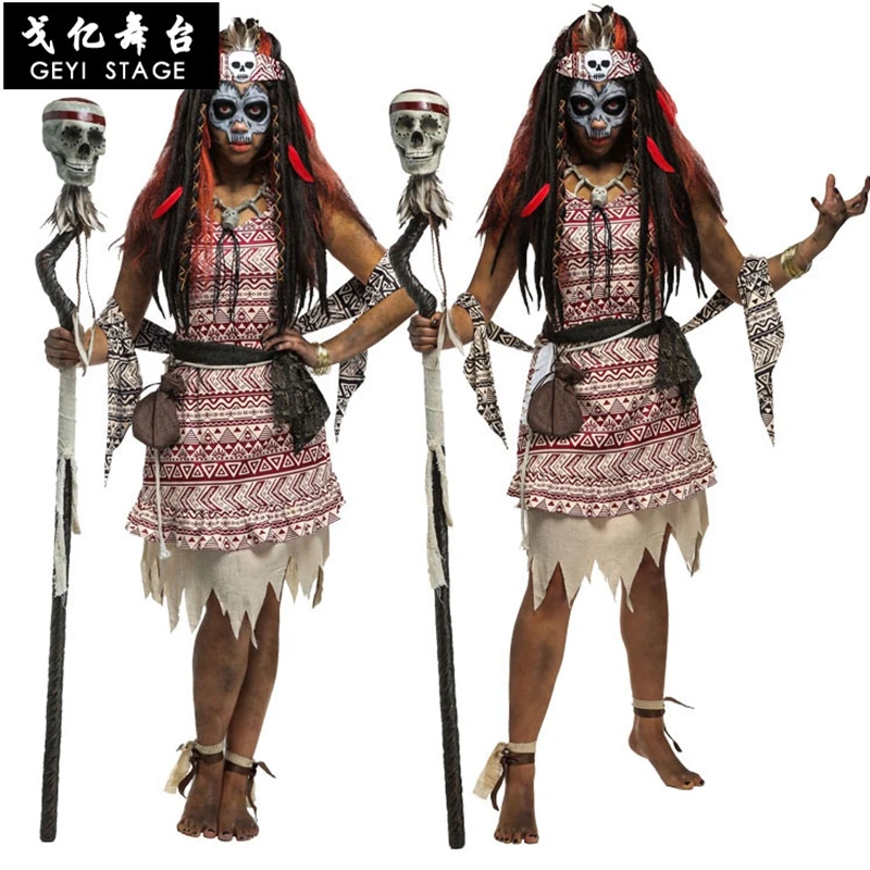 

Witch Cosplay Costumes Primitive Indian Tribal leader Clothing Carnival Easter Halloween Costumes for Men Women Adult Fancy