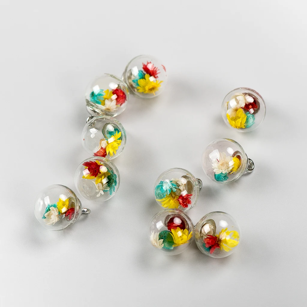 16# 10pcs Alloy Hook Hollow Glass Ball Not Natural Stone Jewelry Making  Bead Wholesale #MY501