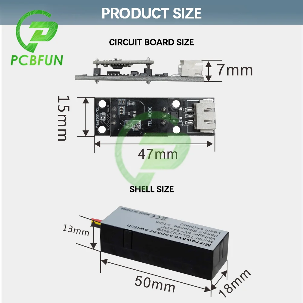 5V 12V 24V Microwave Radar Sensor TDL-2022WB 8-10M Induction Distance 360 Degree Sensing Angle Induction Switch Module