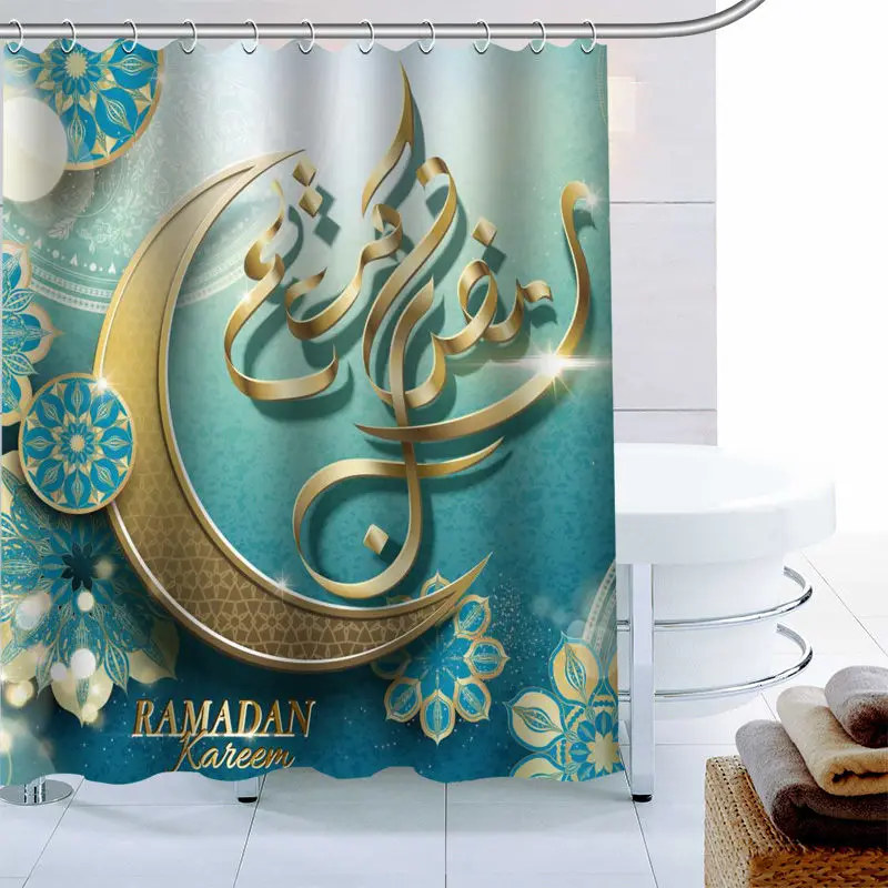 Nieuw Ramadan Douchegordijn Polyester Stof High Definition Print Badkamer Gordijn Waterdicht 12-haak Badgordijn 0331