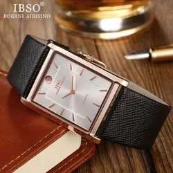 IBSO quadrante rettangolare ultrasottile orologi da uomo cinturino in pelle morbida orologio da polso al quarzo orologio da uomo classico orologio da uomo Relogio Masculino