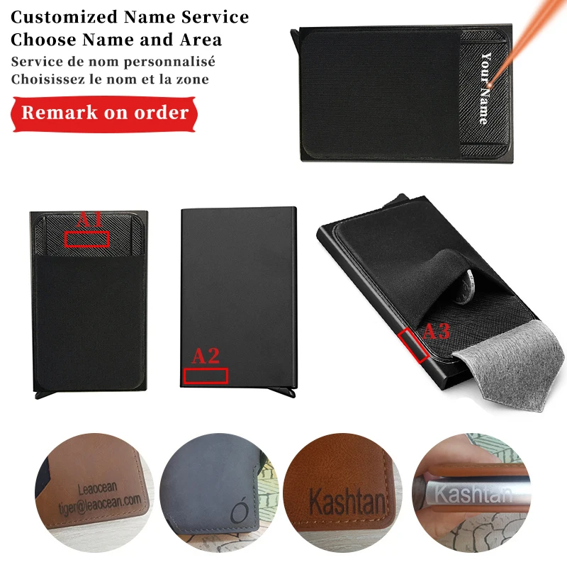 

Custom Name ID Card Holder Blocking Men Aluminum Cash Slim Metal Wallet Credit Card Purse Coin Purse Card Case Business Wallet