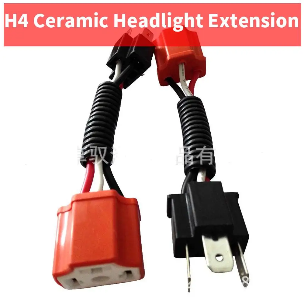 2PCS H4 9003 HB2 Ceramic Wire Extension Headlight HID / LED Cable Adapter Plug Harness Connector Female Socket H1 H7 H11 9005