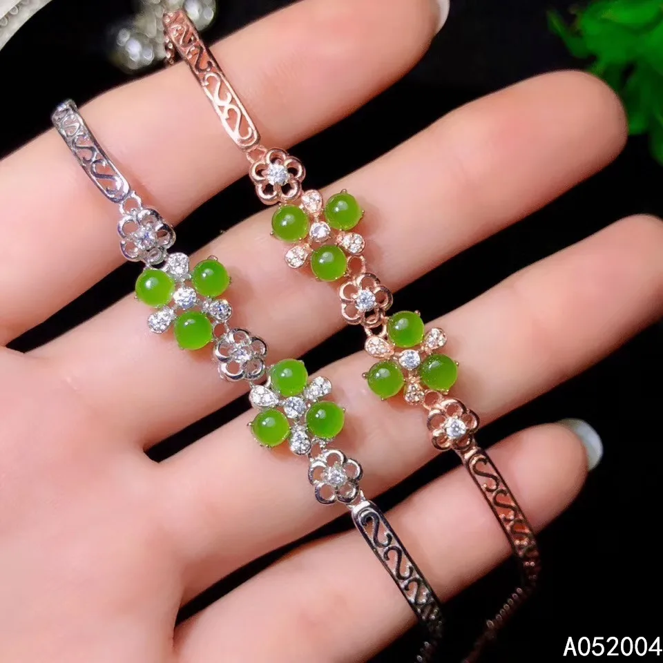 KJJEAXCMY Fine Jewelry 925 Sterling Silver inlaid gemstone Jasper women hand bracelet trendy support detection