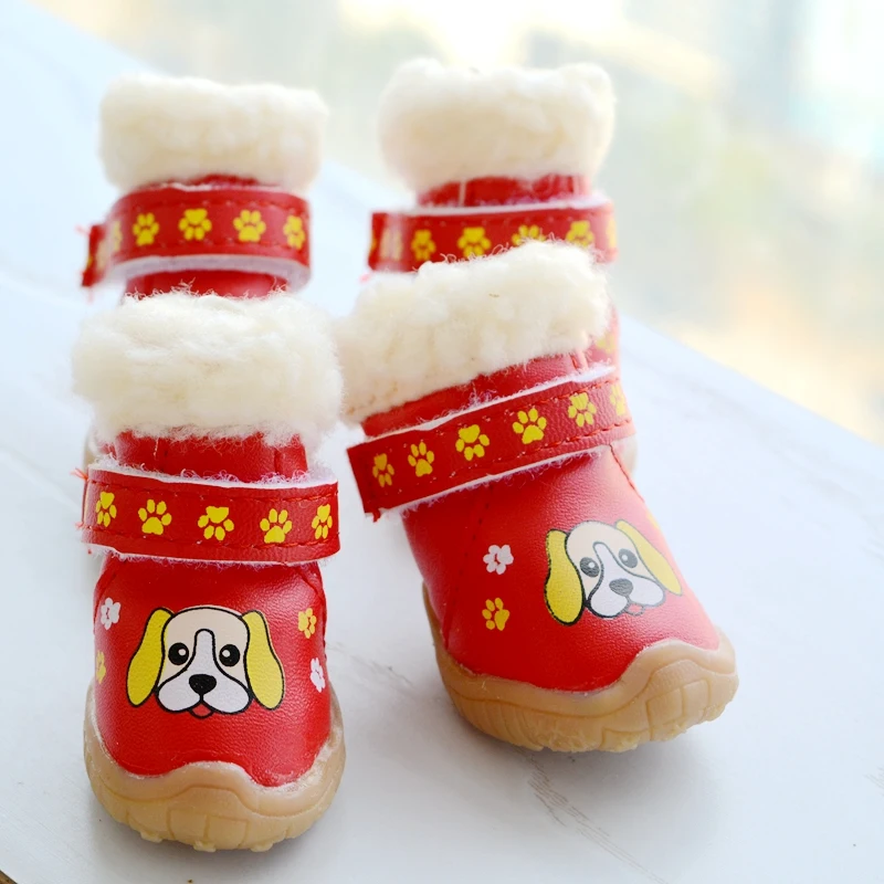 Paw Print Waterproof Winter Shoes For Dogs Rain Snow Warm Pet Boots For Small Animal Puppy 4pcs/set Chihuahua Yorkshire Pug Shop