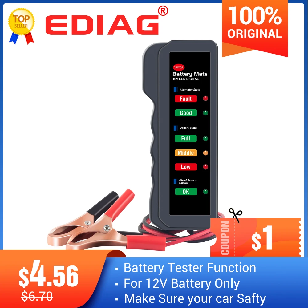 Car Battery Tester Digital Alternator Tester Ediag BM310 for Auto Car Motorcycle Display Car Vehicle BM320 Battery Testing Tool