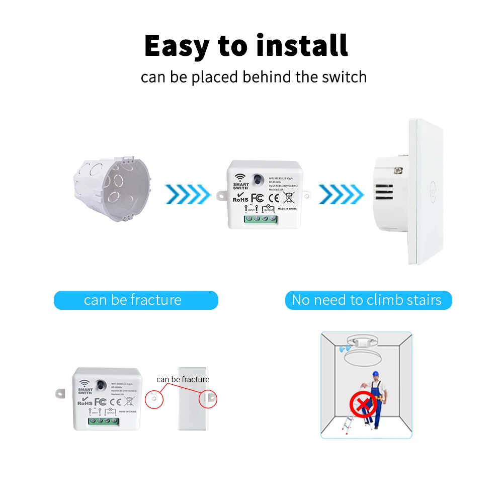 Tuya Wireless Wifi Smart Switch 1/2/3 Gang Touch Glass Panel modulo intelligente intelligente per la casa supporta Google Home Alexa