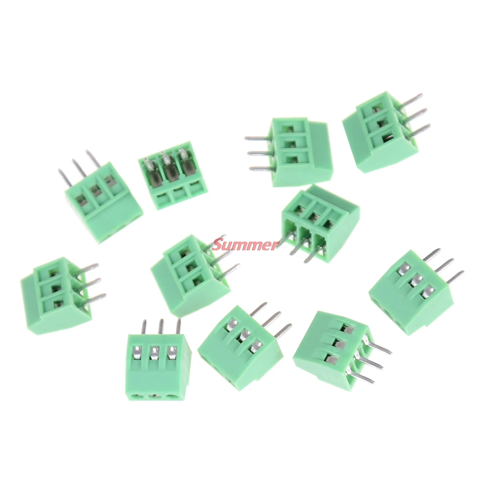 Hot 10Pcs PCB Screw Terminal Block Connectors 150V 6A Copper PCB Terminal Blocks 5mm 3Pins