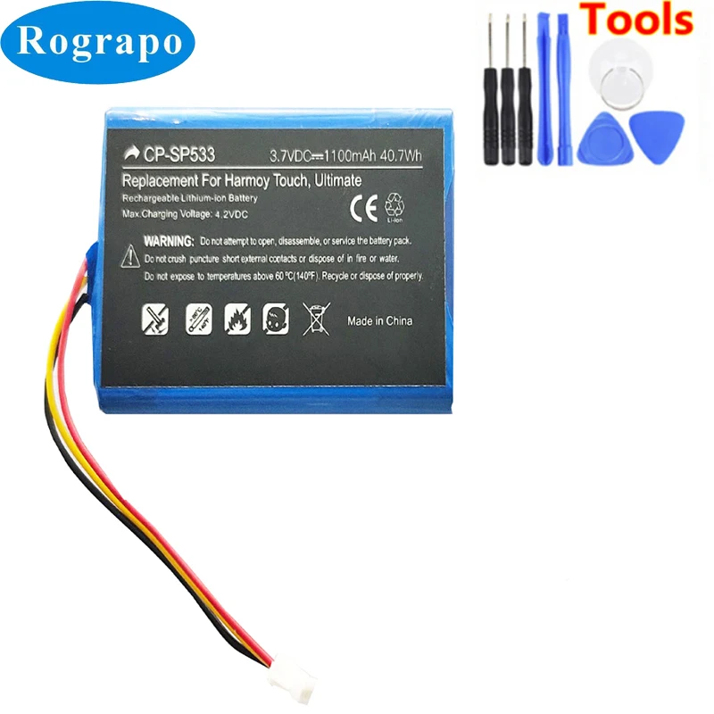 New Battery For Logitech Harmony Touch Ultimate Accumulator 3.7V 1100mAh Full Replacement Batterie 3-wire Plug+tools