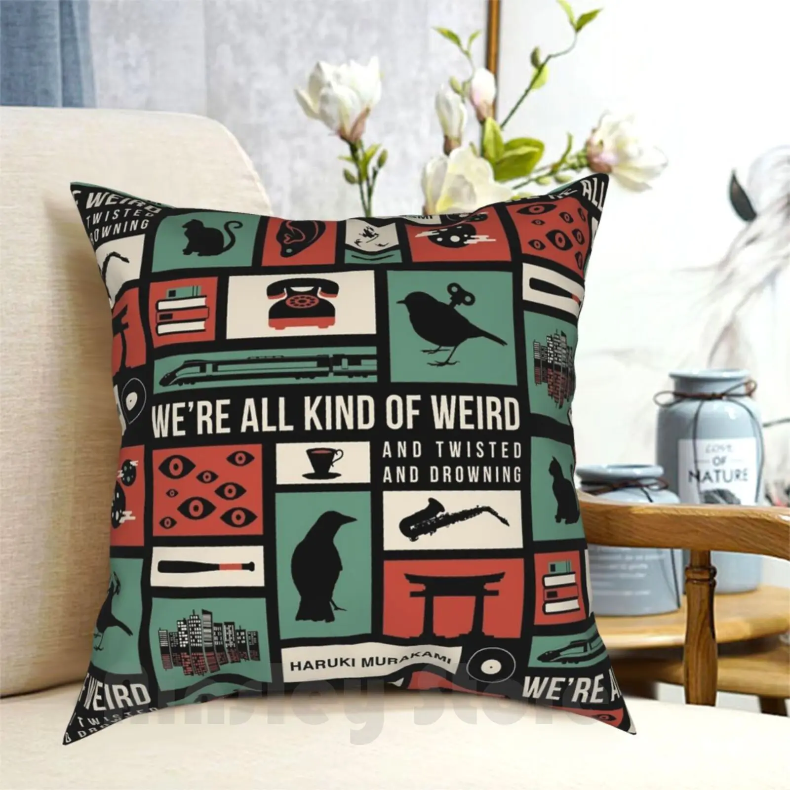 Haruki Murakami Pillow Case Printed Home Soft DIY Pillow cover Murakami Haruki Literature Book Books Novel Love Lover Nerd