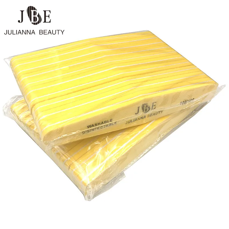 

50Pcs Yellow Professional Nail File 100/180 Nail Buffer Block lime a ongle Pedicure Manicure Gel Polish Curve Nail Care Tools