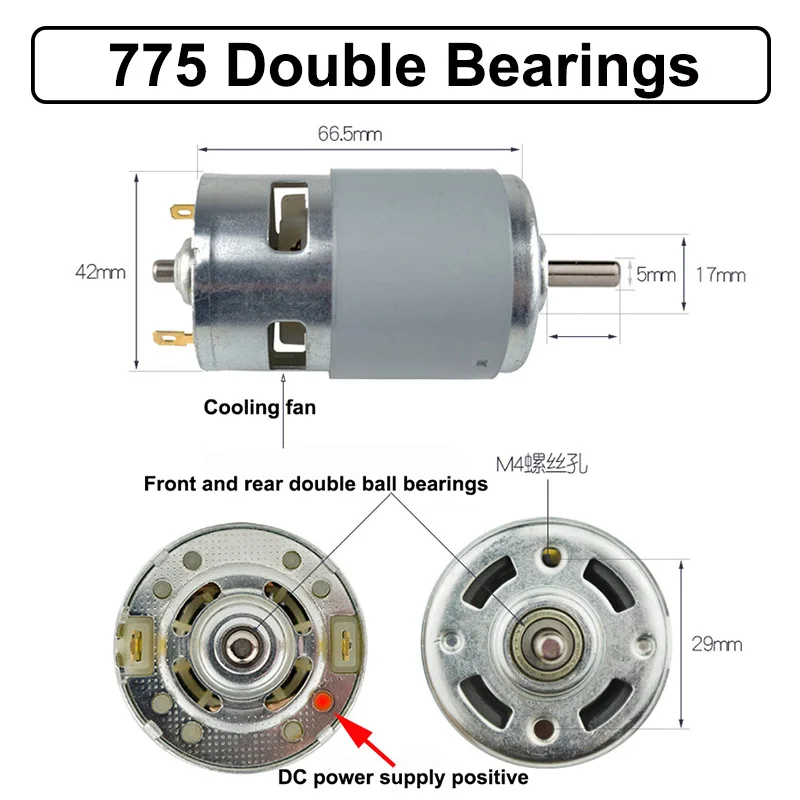 775 795 895 Powerful Electric Small High Speed DC Motors With Ball Bearings And Cooling Fan High Torque Micro Motor For Cutting