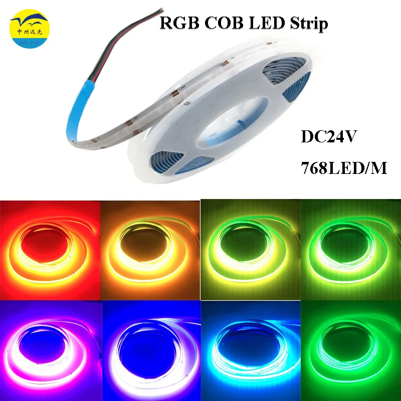 RGB COB LED STRIP DC24V 768LED/Meter 10mm High Density Ribbon Colorful Wifi/Phone Controlled  LED Strip For Party and Decoratio