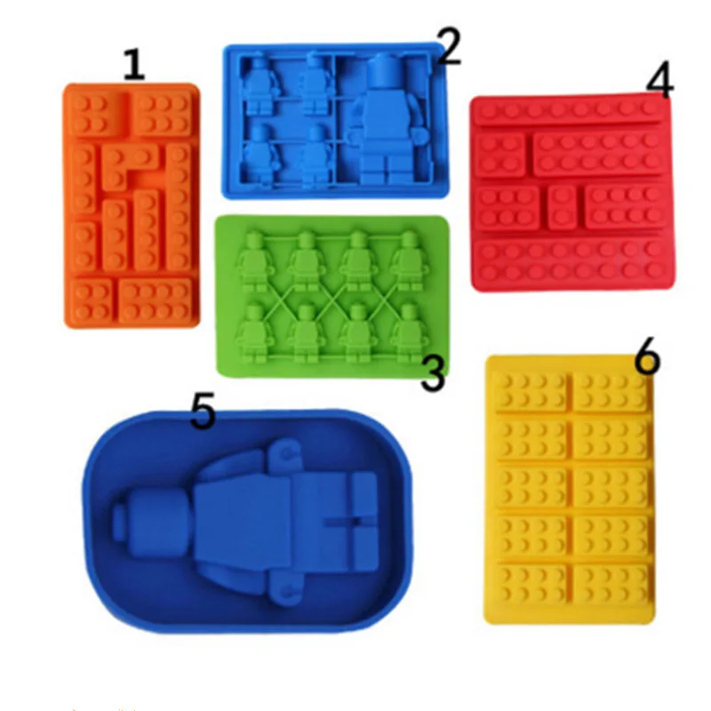 1 Piece Silicone Building Blocks Robot 3D DIY Mold Chocolate Tray Jelly Brownie Dessert Pastries Mould Cake Decoration Tool