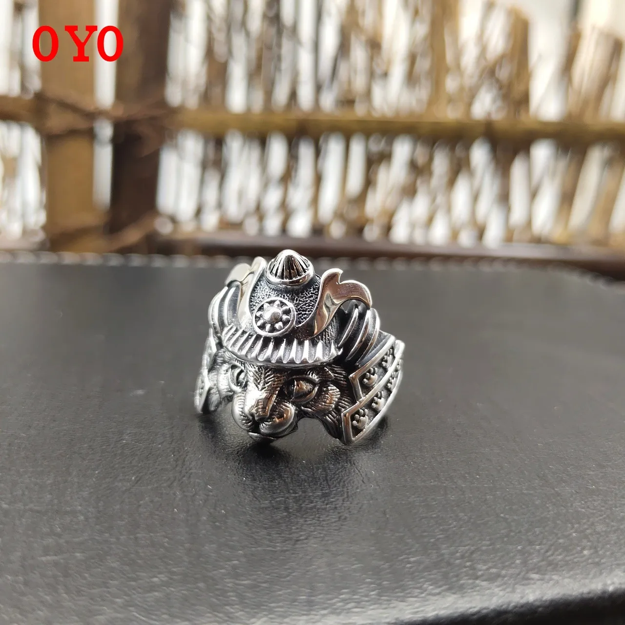 

2021 new style 925 sterling silver personality carved domineering cat head open male index finger ring