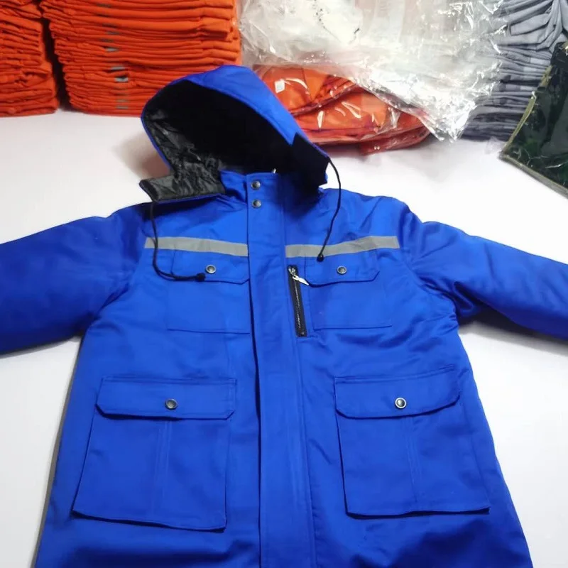 عاكس الشتاء في الهواء الطلق ملابس العمل الرجال النساء سترة سميكة معطف مقاوم للرياح مصنع ورشة عمل مقنعين دائم عامل دعوى سترة #6